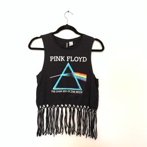 Pink Floyd Fringed Cropped Sleeveless Graphic Tank